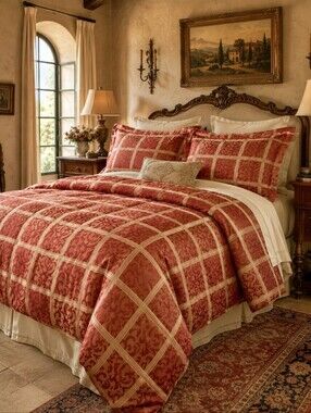 Rare Tommy Hilfiger Home Hedges King Duvet Cover & 2 King Shams Made in Italy